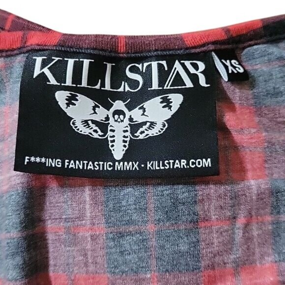 Red & Black Plaid Sleeveless Fit & Flare Dress With Gradient Ombre Skirt Design - Picture 7 of 7